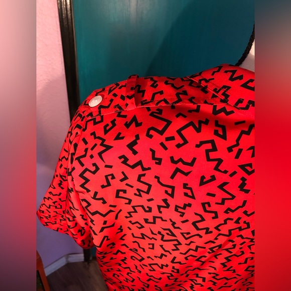 Vintage Chaus Short Sleeve Art Deco Blouse Size L - Picture 7 of 16